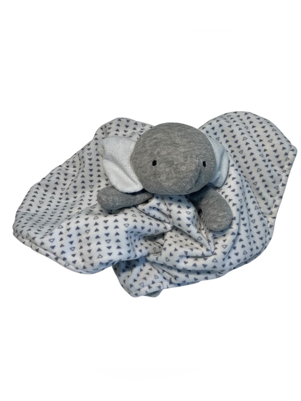 Carter’s Just One You Gray Elephant 14” Lovey Security Blanket Triangles White